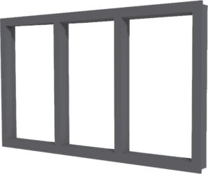 Vast glas | 3 vakken horizontaal | aluminium