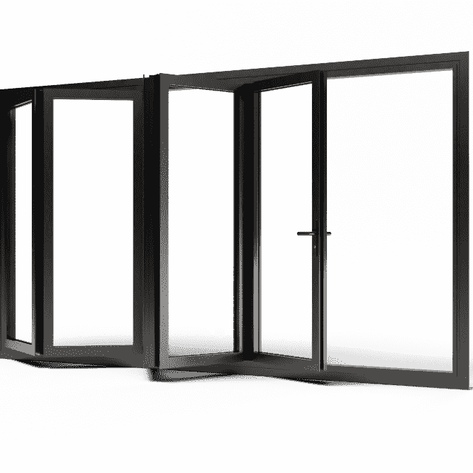 5-delige harmonicadeur | meevouwende loopdeur (buitendraaiend)