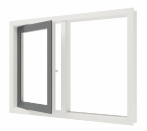 Draairaam (links) en vast glas | 2 vakken | kunststof