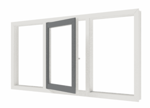 Draairaam (midden) en vast glas | 3 vakken | kunststof